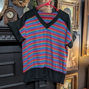 🌈 Vintage Handmade Rainbow Stripe Sweater – One of a Kind